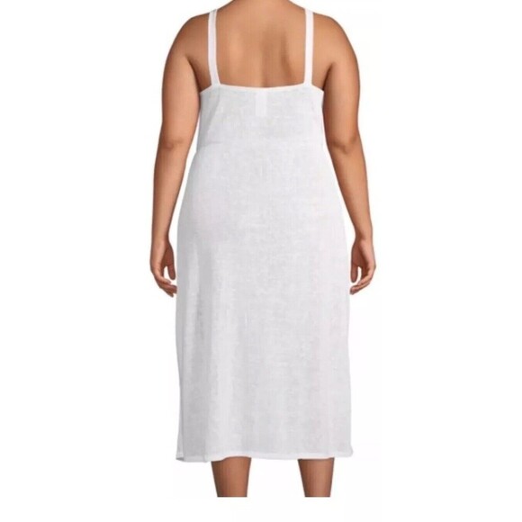 Time And Tru Women’s Medium White Midi Swimsuit Beach Swim Cover Up Dress - Picture 2 of 8